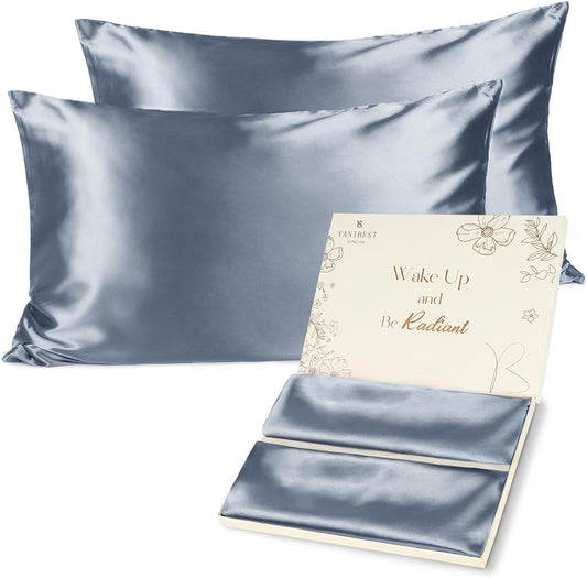 Satin Pillowcase, Silk Pillow Cases for Hair and Skin with Zipper, Queen Pillow Cases Set of 2 for 20"X30", Gifts for Women Men